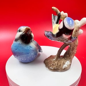 Charming pair Goebel blue Bird Figurines, CV72 and  Blue Titmouse & Sparrow