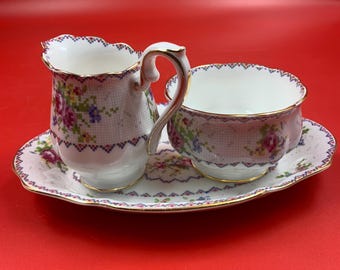 Royal Albert Petit Point Cream & Sugar Set | Vintage Elegance for Your Table
