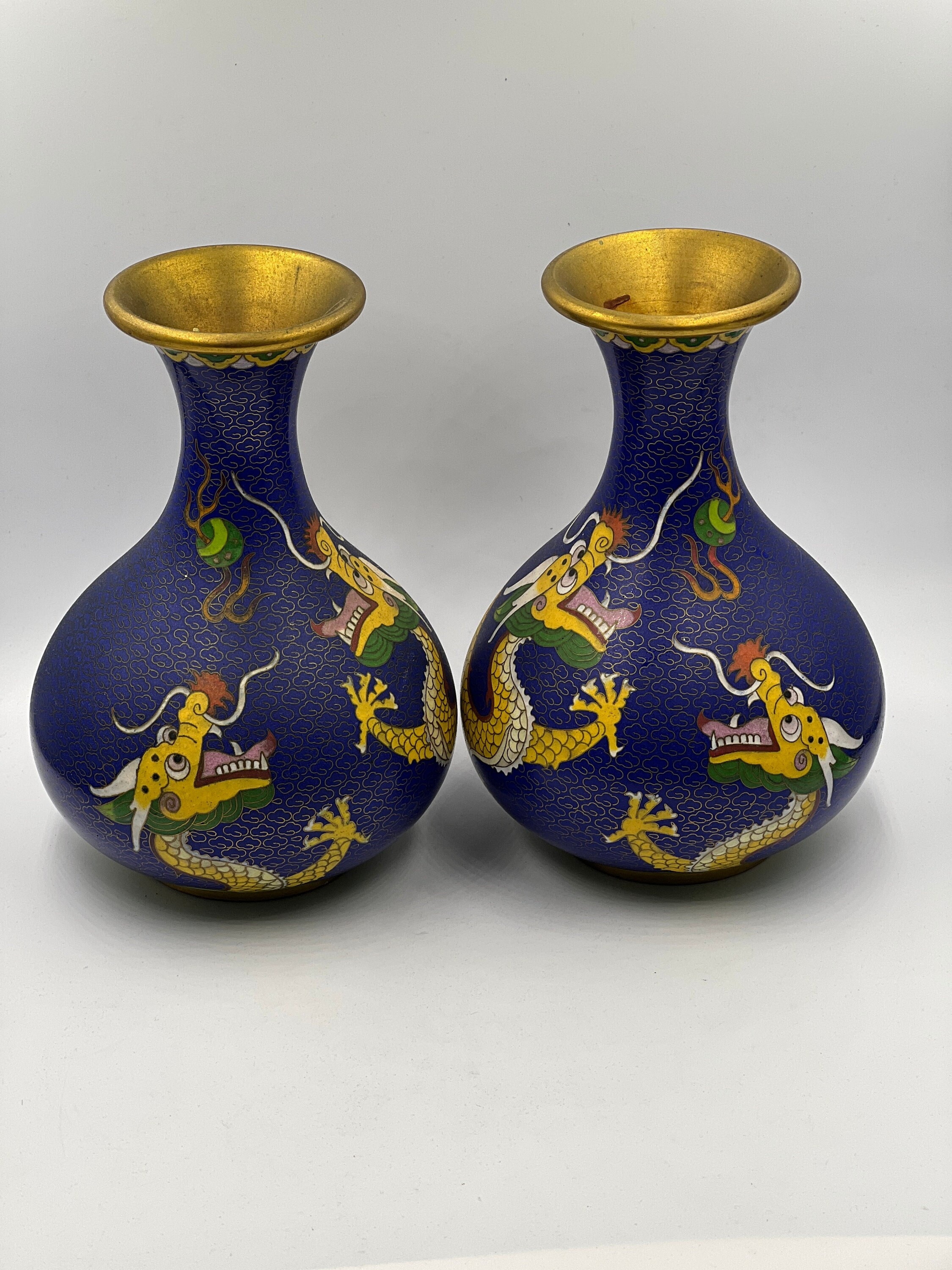 青色波模様ドラゴン陶器フラワーベース 青色波模様ドラゴン陶器フラワーベース 青色波模様ドラゴン陶器