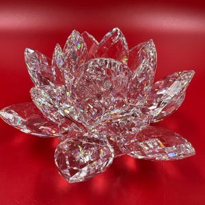 【美品】SWAROVSKI WATERLILYとCRYSTAL BASE Swarovski Waterlily Candleholder Large by Swarovski Crystal