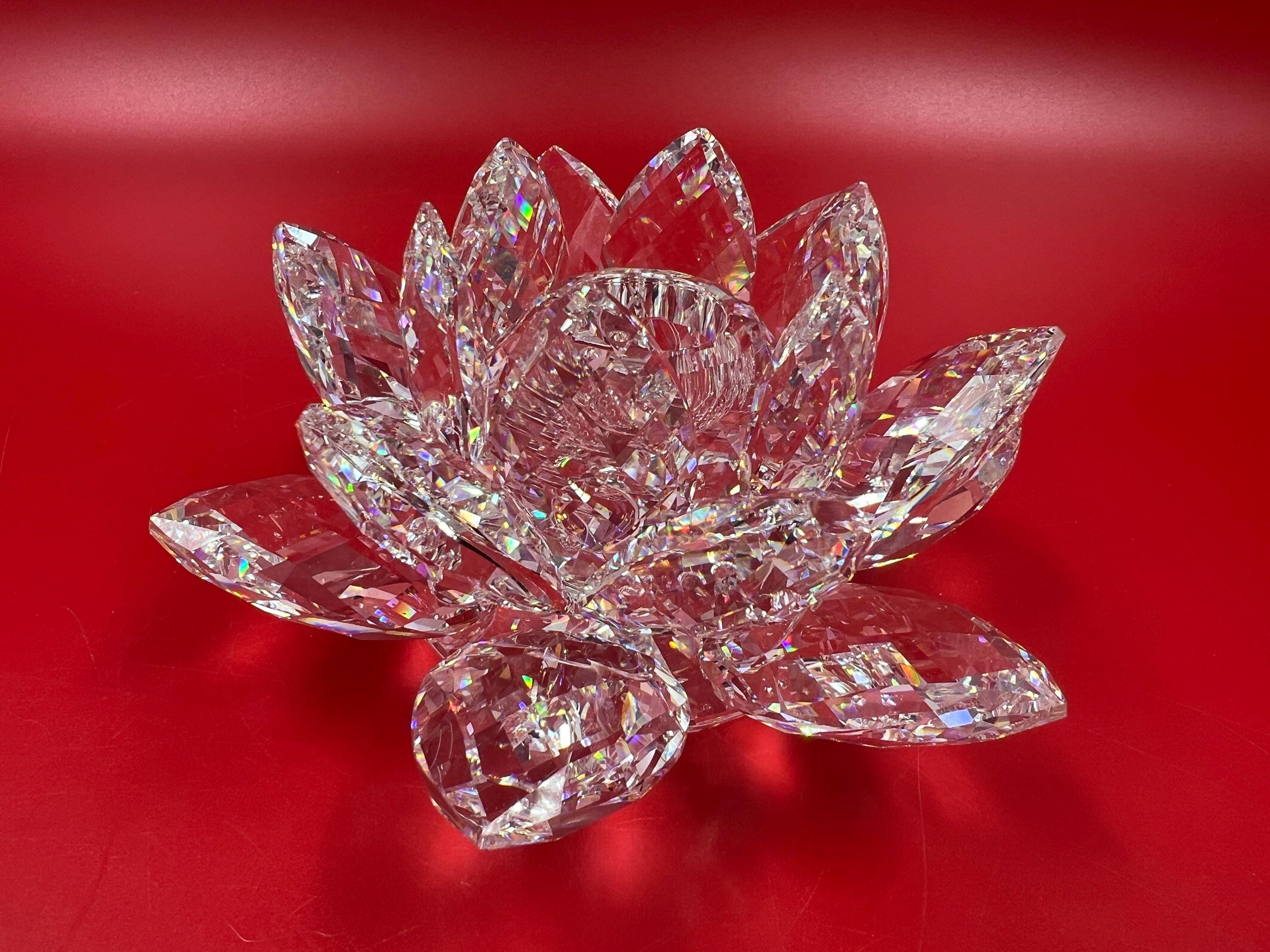 【美品】SWAROVSKI WATERLILYとCRYSTAL BASE Swarovski Waterlily Candleholder Violet small