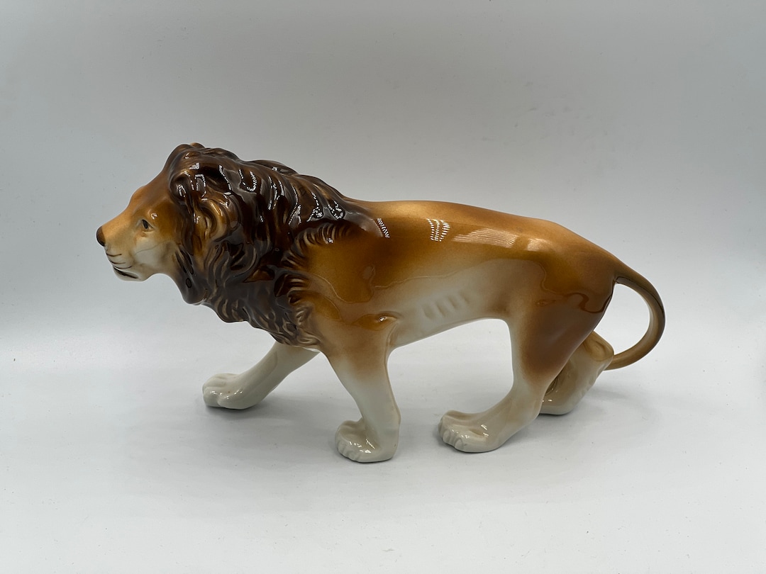 Vintage Royal Dux Bohemia Porcelain Lion Figurine Etsy