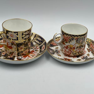 Pair of Royal Crown Derby Imari Coffee Espresso cup Saucer set 1882 and 2541