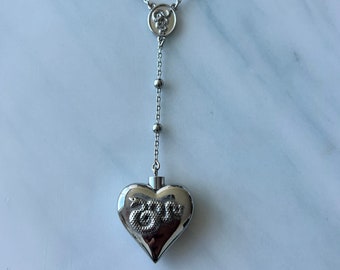 LDR Style Heart Necklace/rosary 3.0 Silver - Etsy