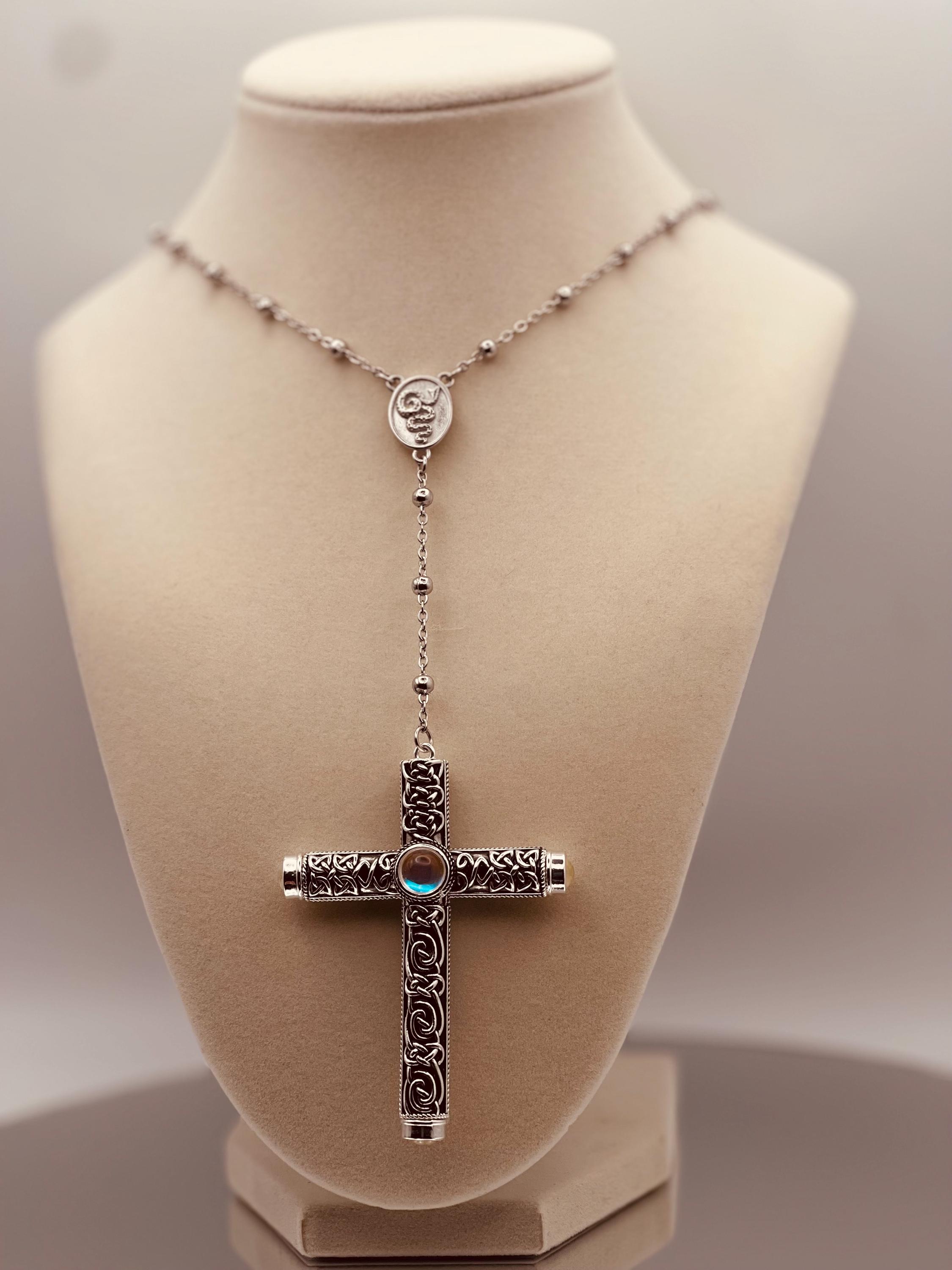 Large Cruel Intentions Style Cross Necklace/rosary - 925 Silver
