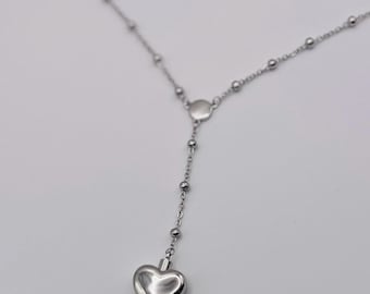 Collier/chapelet coeur style Del Rey - Argenté