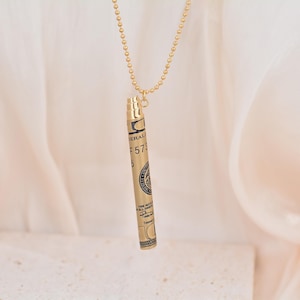 Rolled Up 100 Dollar Bill Straw Necklace For Coffee