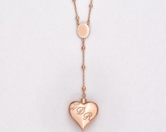 Lana Del Rey Stil LDR Edelstahl Herz Halskette 5.0 - Schiffe aus USA - Rose Gold Plated