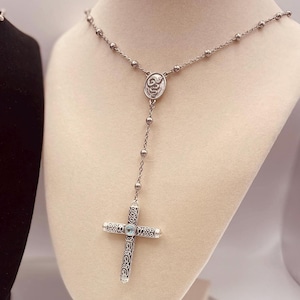 Cruel Intentions Style Cross Necklace/Rosary - 925 Silver Plated