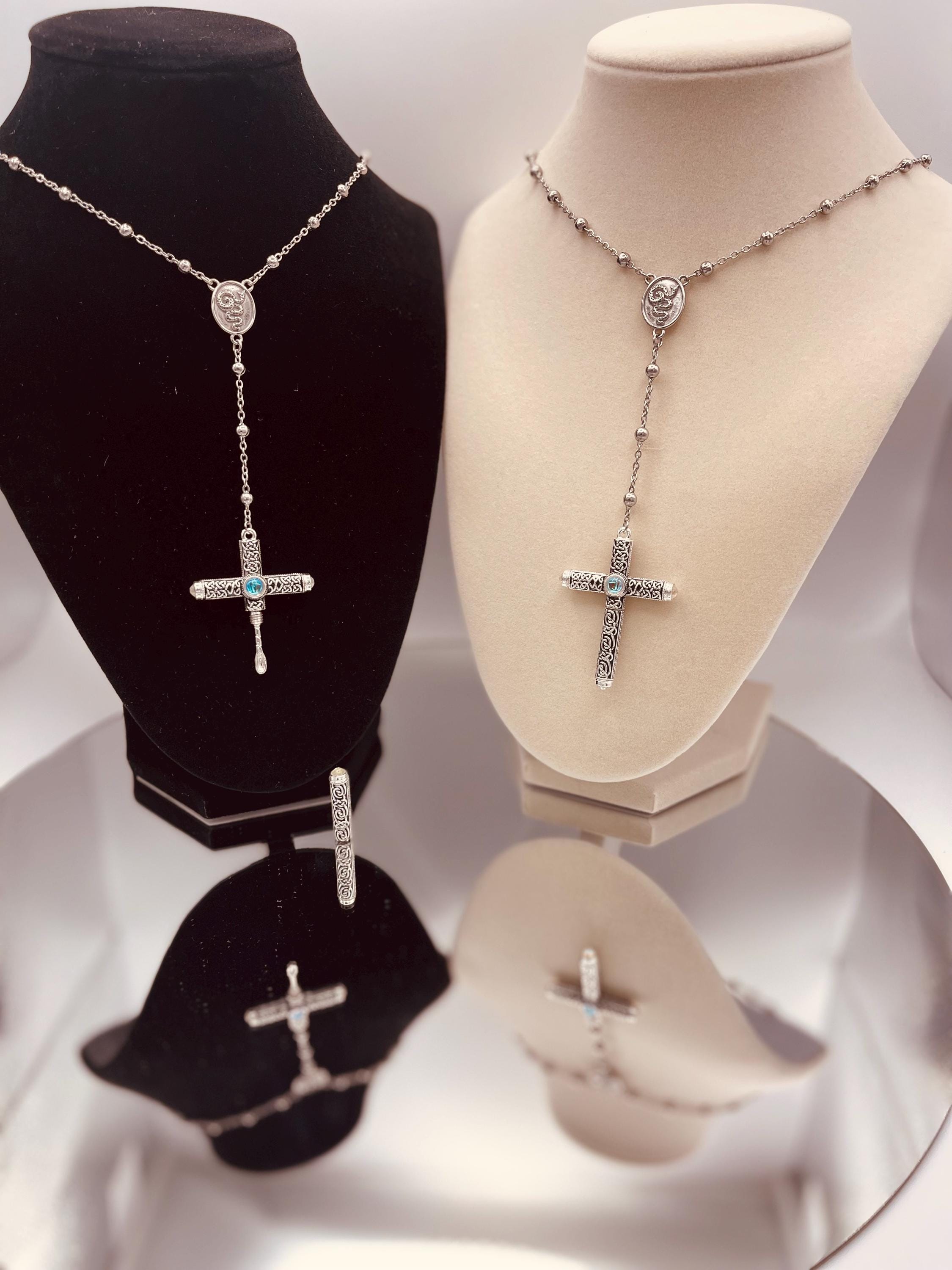 Cruel Intentions Style Cross Necklace/Rosary - 925 Silver Plated