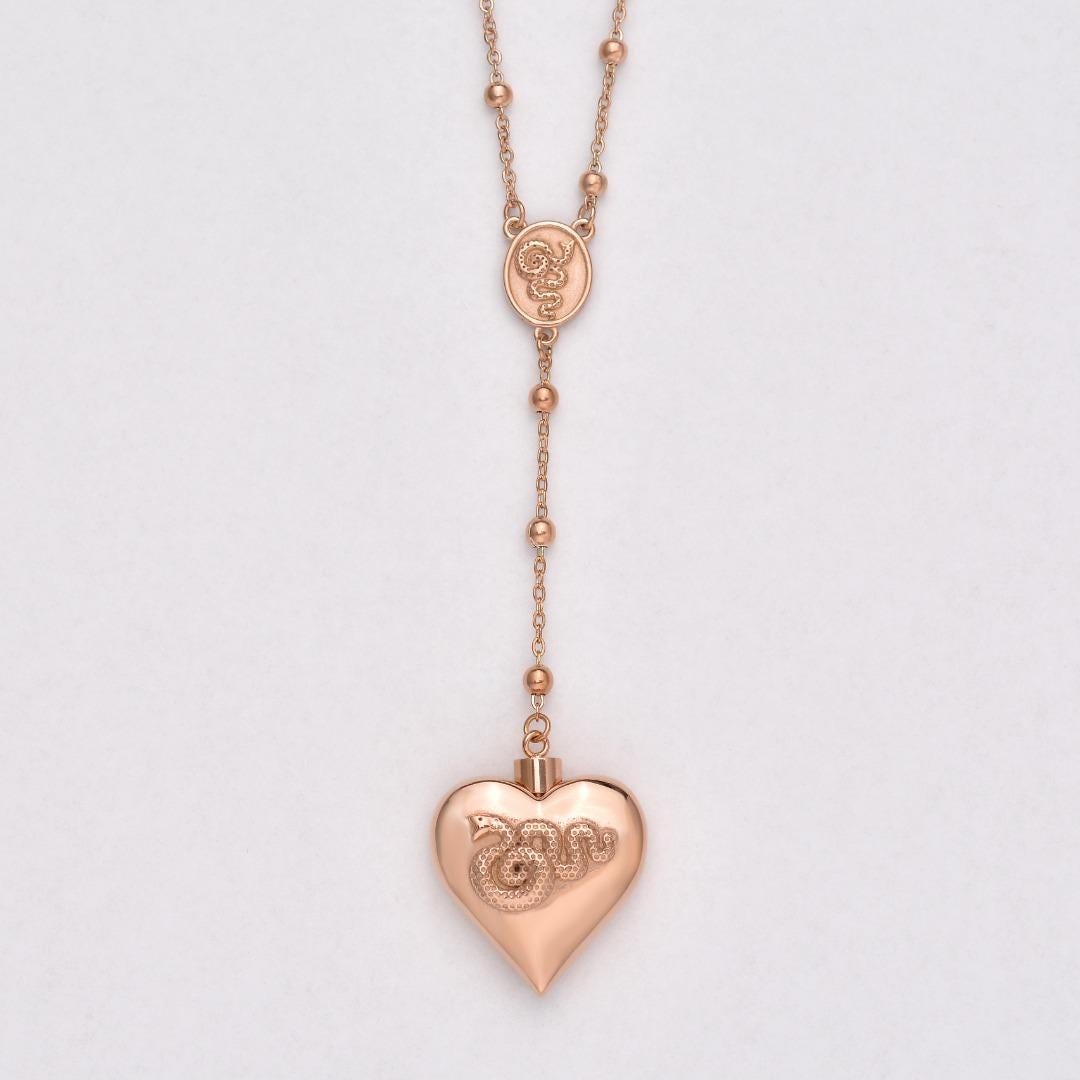 Del Rey Style LDR Stainless Steel Heart Necklace 5.0 - Ships from USA - Rose Gold Plated