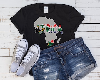 Afrika med sydafrikansk flagga / Digital t-shirtkonst för tryck