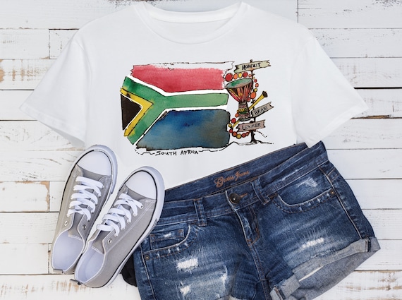 South African Flag Tshirt / Hand-painted watercolour t-shirt design for printing