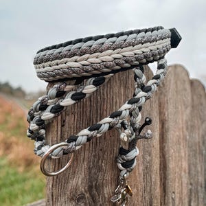 Set Paracord “Cloudy” | collare cane intrecciato + guinzaglio 2 m