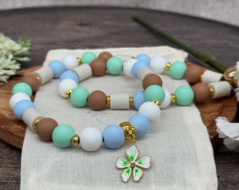 Dog chain "White Flower" | Anti tick chain | Dog chain | Pearl chain dog | EM ceramic chain | Tick protection