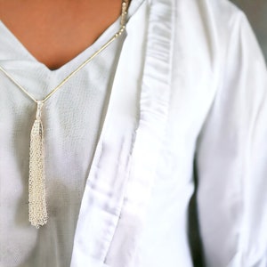 Sterling silver filigree tassel pendant necklace