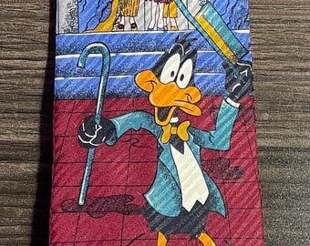 Corbata de seda vintage de Looney Tunes con el Pato Lucas.