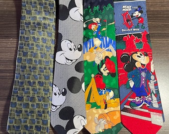 Corbatas de seda vintage de Mickey Mouse de Disney