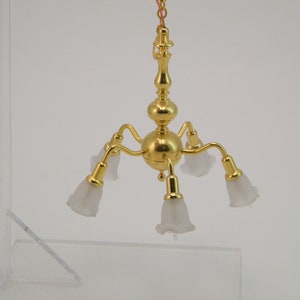 Dollhouse Miniature 5-Arm Brass Chandelier