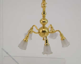 Dollhouse Miniature 5-Arm Brass Chandelier