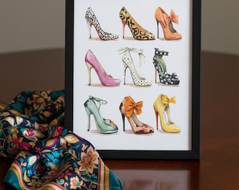 Glam High Heel Watercolor Painting, Fashion Wall Art (Digital Download)