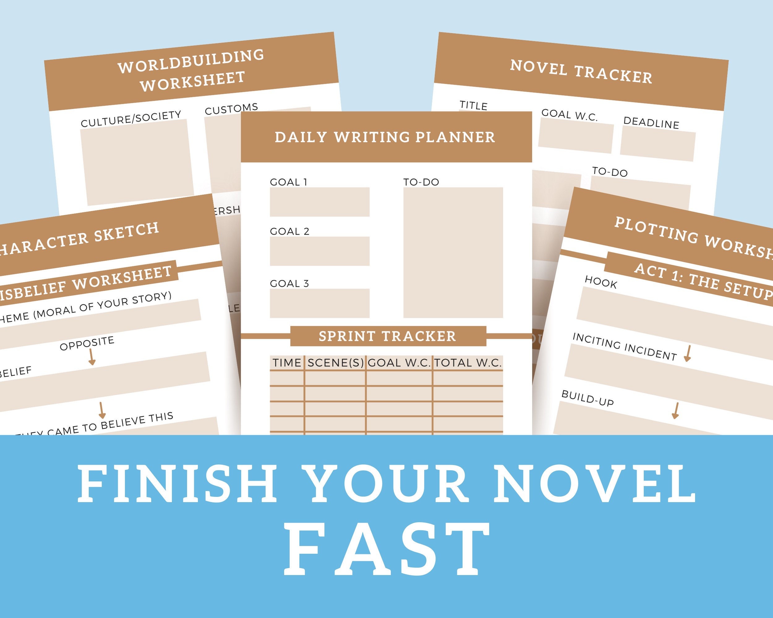 Digital Novel Workbook for writers Printable writing Etsy