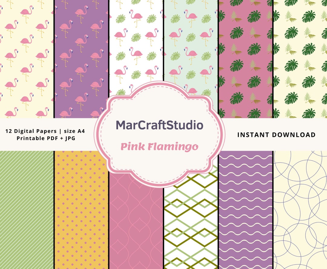 Digital Papers | Pink Flamingo | A4 Size | Instant Download | JPG Files ...
