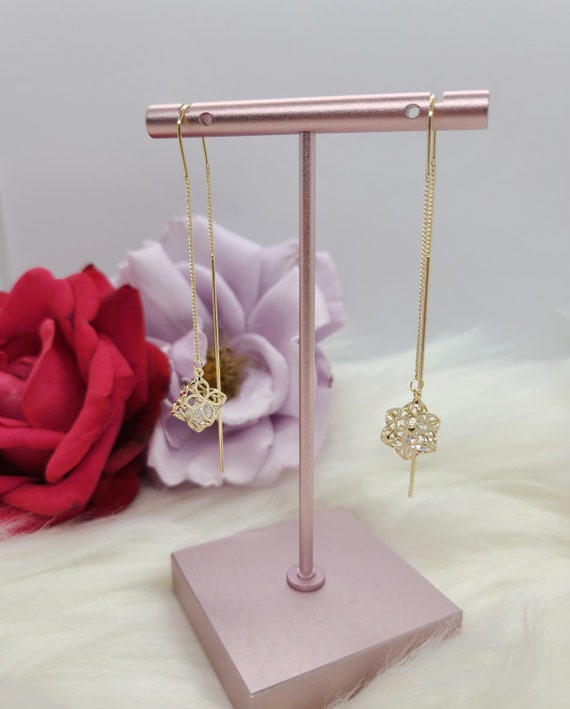 Korean Style Jewelry-simple Clover Threader Dangle Drop Earrings