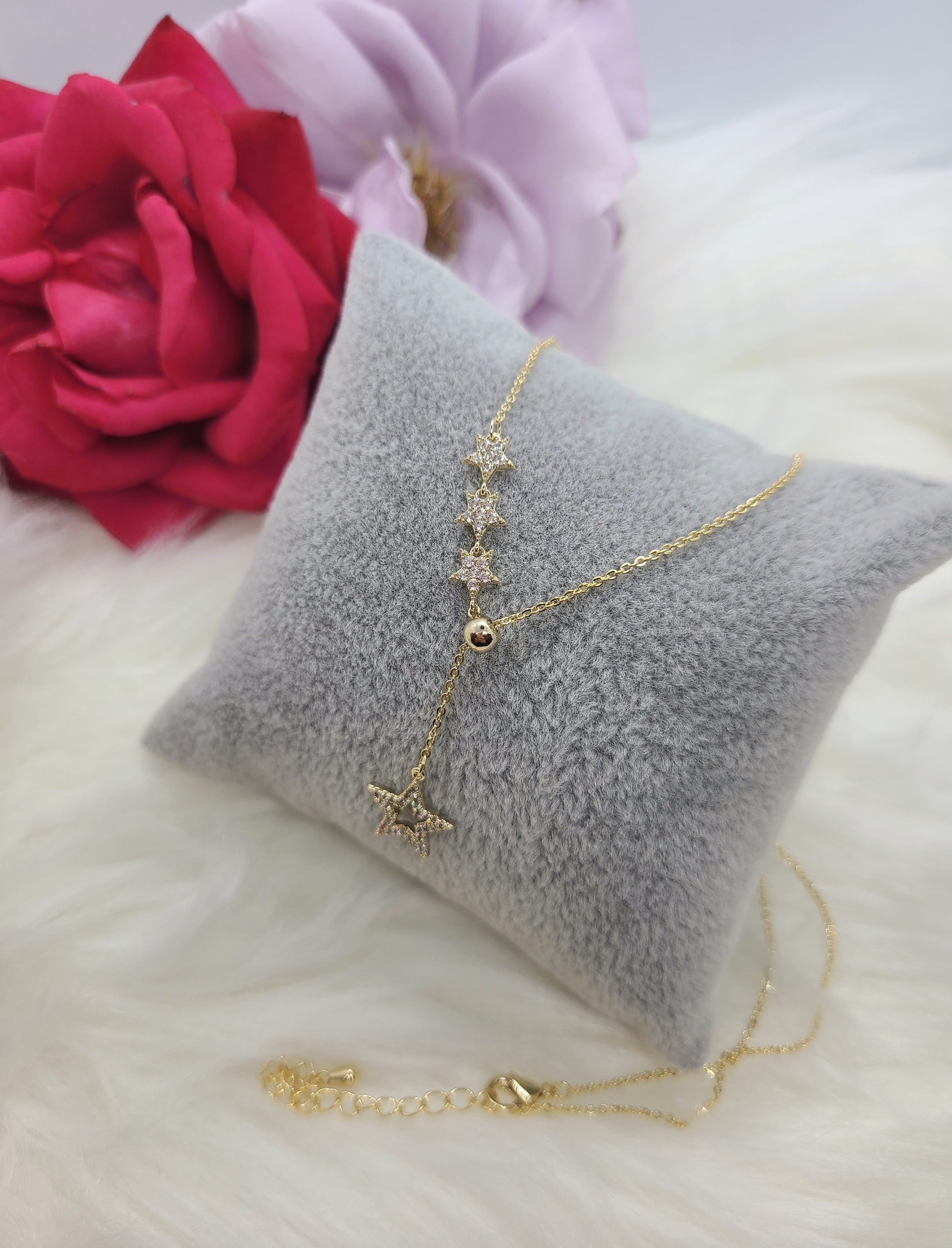 韓国 人気 シルバー アクセ [SENTIMENTS] NO.359 NECKLACE Korean Style Jewelry-simple 4 Star Adjustable Gold Adjusted