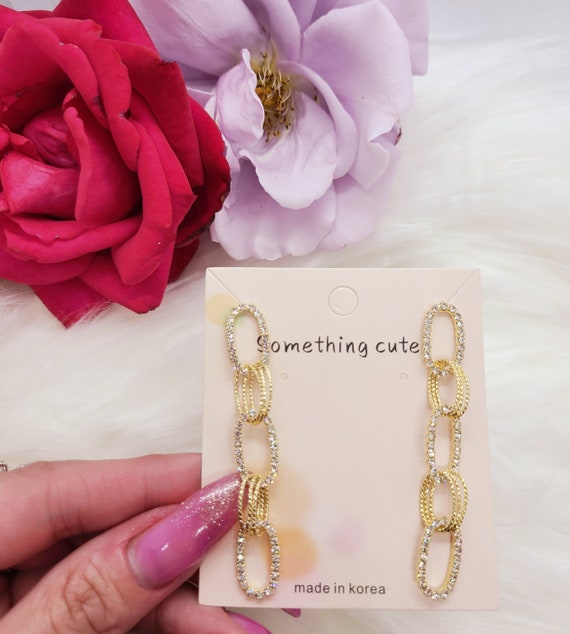 Korean Style Jewelry-simple Paper Clip Style Chain Dangle Drop