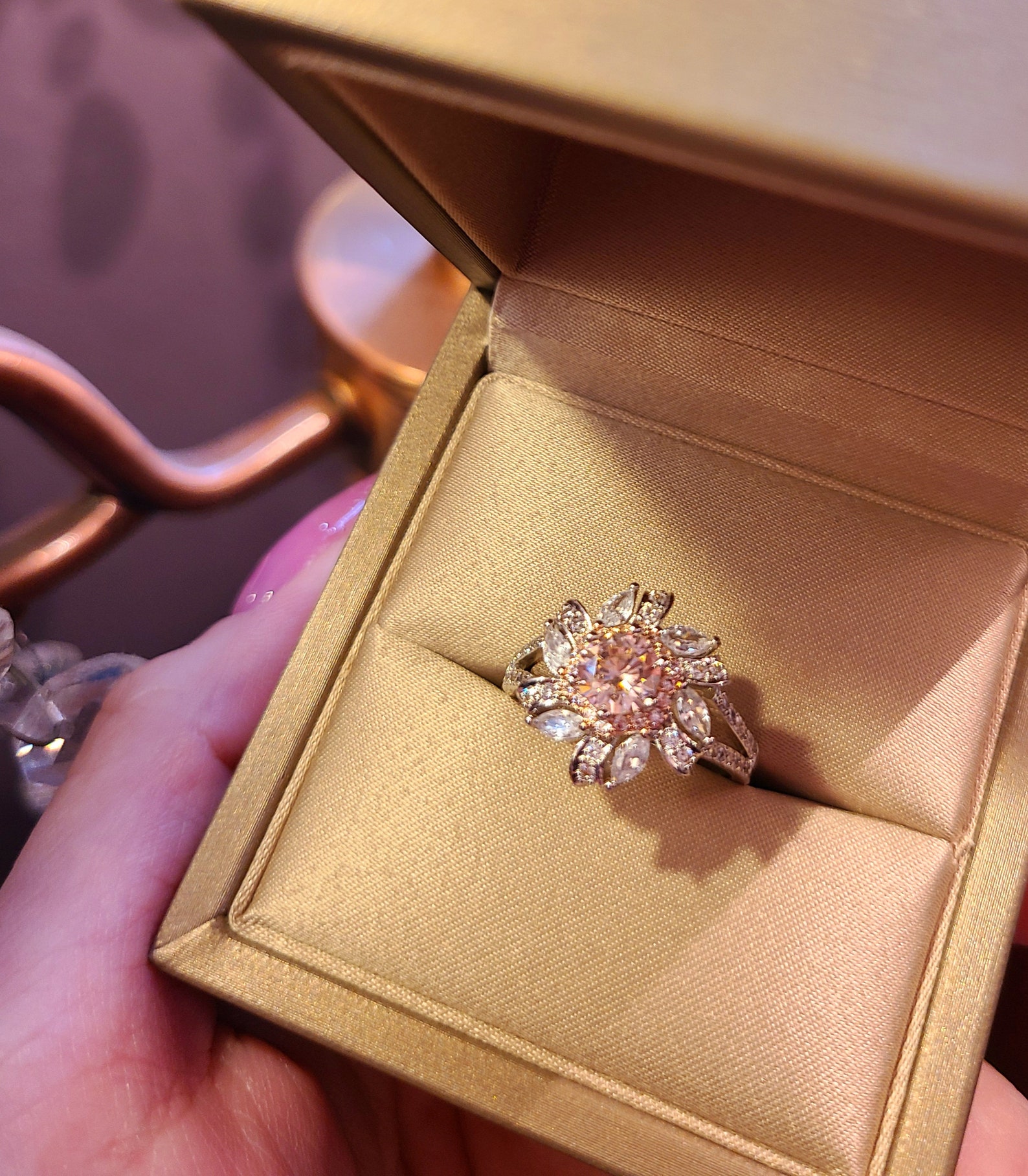 Lab Created Pink Diamond Jewelryround Pink Diamond Etsy