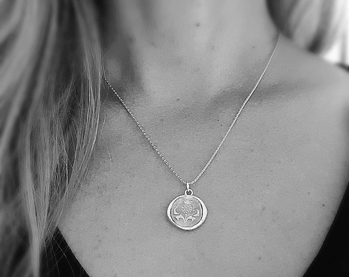 Antique inspired wax seal Thistle pendant