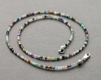 Dainty rainbow gemstone choker