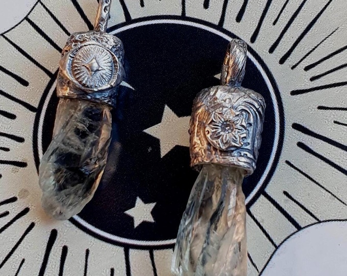 Green Amethyst point necklace