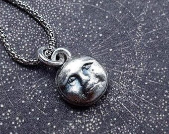 Delicate Moon face pendant