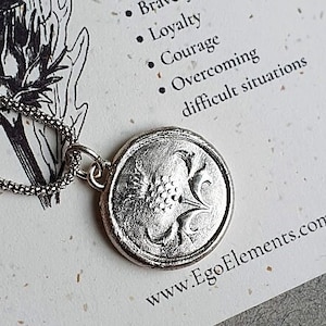 Naszyjnik ze szkockiego ostu ze srebra, wisior z ostem z pieczęcią lakową, biżuteria ze srebra z pieczęcią lakową, wyjątkowy prezent biżuteryjny