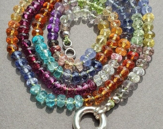 Rainbow Gemstone hand knotted necklace