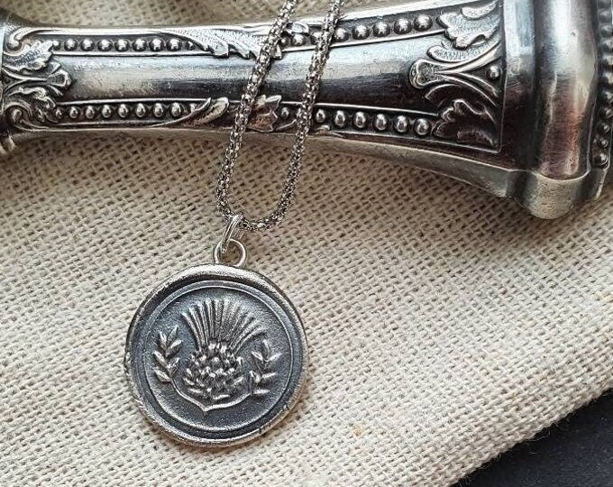 Wax seal Thistle necklace