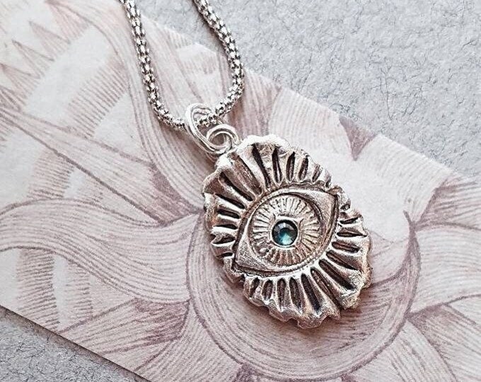 Evil Eye Pendant Necklace with blue Sapphire