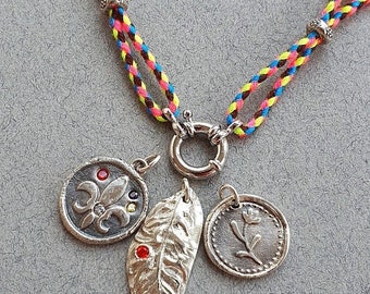 Neon cord necklace for add-on charms