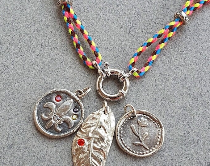 Neon cord necklace for add-on charms