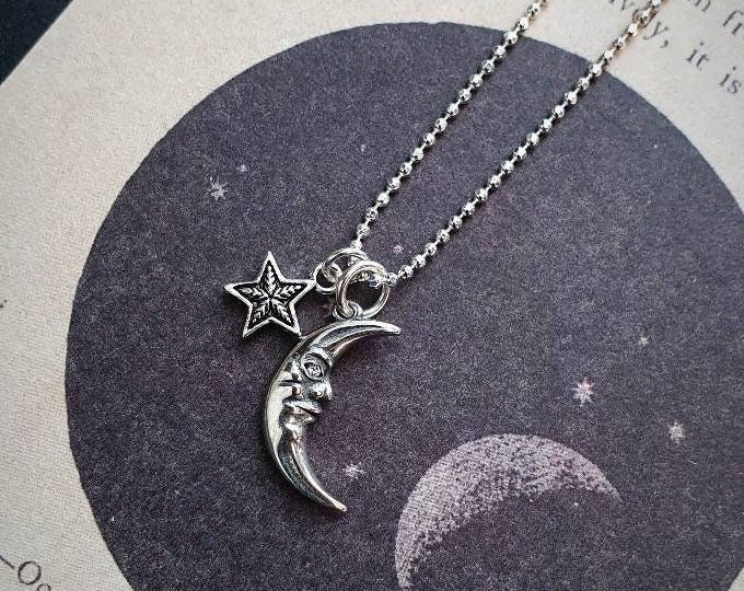 Moon and Star celestial necklace