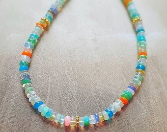 Rainbow Opal beaded choker