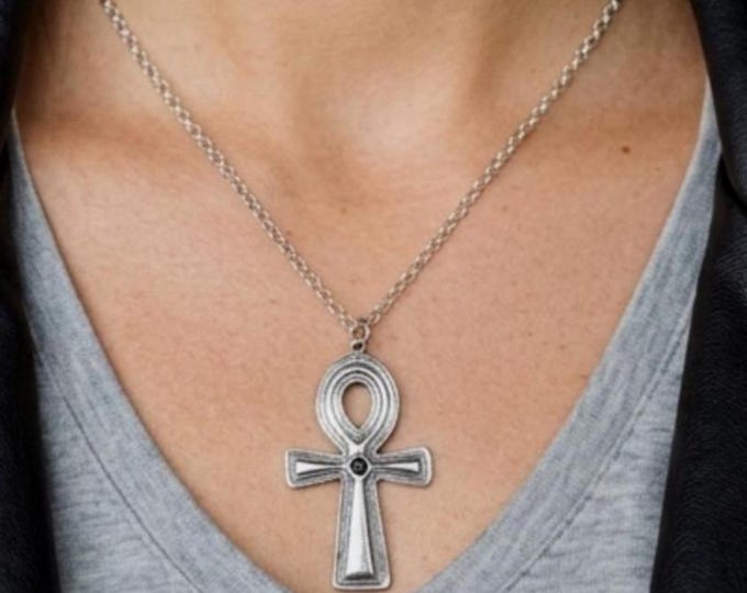Blue Sapphire Ankh Pendant