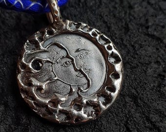 Moon and Sun pendant with Sapphire