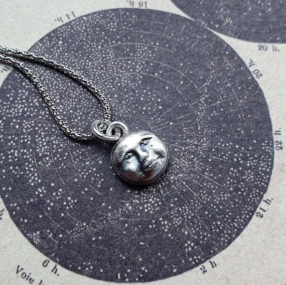 Delicate Moon face pendant