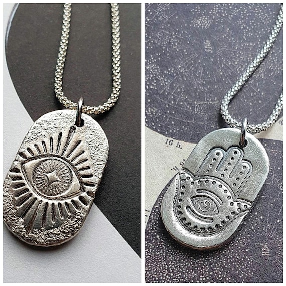 Evil Eye and Hamsa double-sided pendant