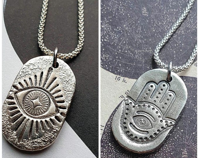 Evil Eye and Hamsa double-sided pendant