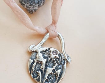 Wildflower bouquet silver necklace