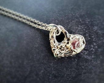 Pink Sapphire Heart Necklace